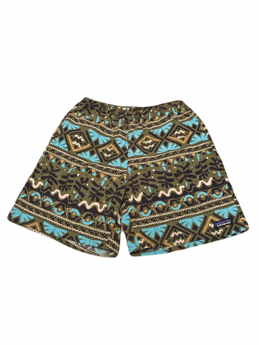 Patagonia Baggies Long 7” Lined in Mangrove Tiki Palo Green, Men’s size Small